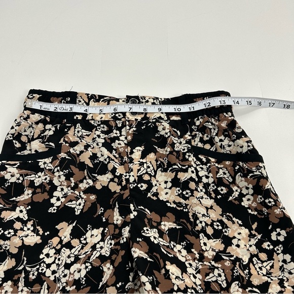 Anthropologie Cartonnier Black Floral Print Pull On Cropped Ankle Pants Size 8 - Picture 5 of 7